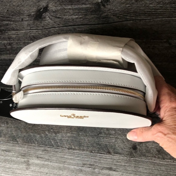 Kate Spade Perry Saffiano Leather Dome Crossbody Stone Path Gray NWT - Picture 7 of 8